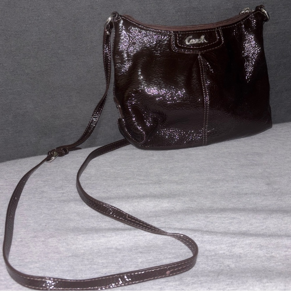 Coach Glossy Dark Brown Crossbody Bag